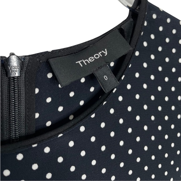 Theory | NWT Crew Dress in Polka Dot Crepe Black/White 0 - Picture 4 of 9